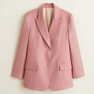 Mango muted pink wool-blend suit blazer sz 6